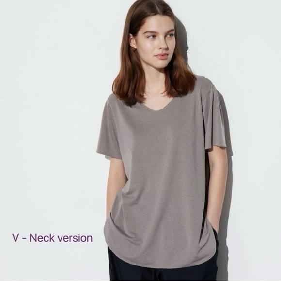 UNIQLO - Airism Long Crew Neck T-shirt - Heather Grey - Size M - Picture 6 of 6